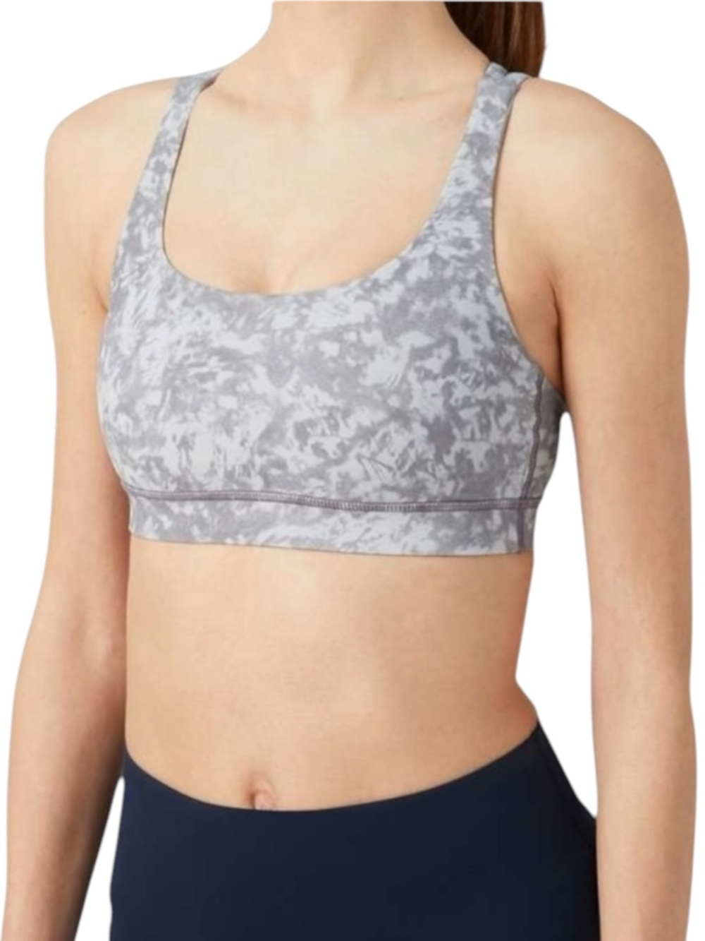 Lululemon Energy Sports Bra Sz 2 (B-D cup), Summer Shade Ice Gray Multi Camo EUC